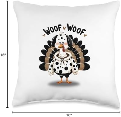 XsHouse Thanksgiving Turkey Disguised as Dalmatian to Dodge Dinner Throw Pillow, 16x16, Multicolor - Image 4