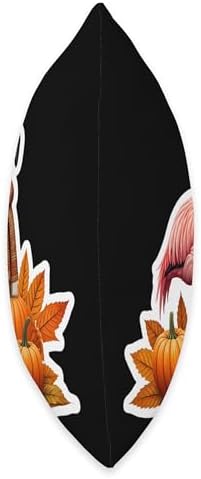 Autumn Fall Flamingo Bird Lover Thanksgiving Pumpkin Leaves Throw Pillow - Image 2