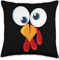 Cute Turkey Face With Pilgrim Hat For Thanksgiving Throw Pillow by Unknown