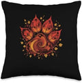Cute Fall Dog Paw Print Pets Autumn Leaf Puppy Thanksgiving Throw Pillow by Unknown