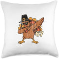 Six Seven 67 Thanksgiving Funny Thankful Turkey Dabbing Throw Pillow by Unknown