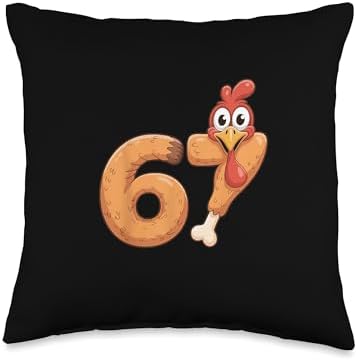 Six Seven Thanksgiving Turkey Number 67 Fun Throw Pillow by Unknown