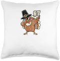 Gobblegool Turkey Thanksgiving Vintage Vintage Throw Pillow by Unknown