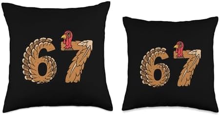67 Meme Turkey Funny Thanksgiving 6 7 Boys Youth Teen Kids Throw Pillow - Image 3