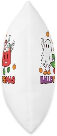 Funny Halloween Thanksgiving Christmas Costume Happy Hallothanksmas Funny Halloween Thanksgiving Christmas Throw Pillow, 16x16, Multicolor - Image 2