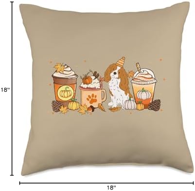 Cavalier Dog Coffee Lovers Pumpkin Spice Fall Thanksgiving Throw Pillow - Image 4