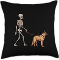 Funny German Shepherd Skeleton Dog Walking Halloween Throw Pillow