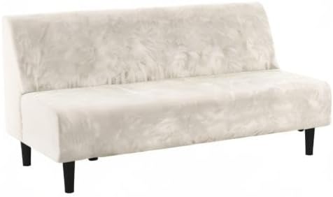 H.VERSAILTEX Real Futon Cover Armless Sofa Covers Sofa Bed Covers Stretch Futon Couch Cover Sofa Slipcover Furniture Protector Thick Soft Fabric Form Fitted Stay in Place, Ivory