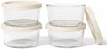 8-Piece Glass Food Storage Containers Set (4 Containers + 4 BPA-Free Lids) | 1-Cup, Leakproof | Microwave, Freezer, Oven & Dishwasher Safe | Ideal for Meal Prep & Pantry Organization, Beige