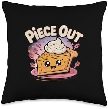 Piece Out Pumpkin Pie Cute Thanksgiving Dessert Throw Pillow by Unknown