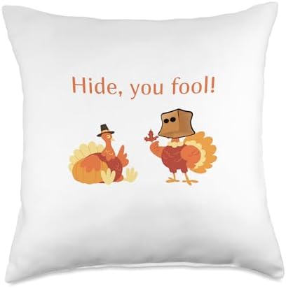 J&E Tees Thanksgiving Turkey Funny Hide You Fool Paper Bag Throw Pillow, 18x18, Multicolor by Unknown
