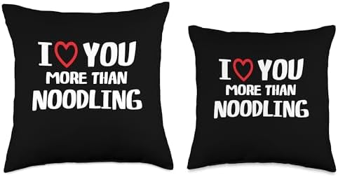 I heart You More than Noodling Thanksgiving I Love You More Than Noodling Shirt Funny Women Christmas Throw Pillow, 18x18, Multicolor - Image 3