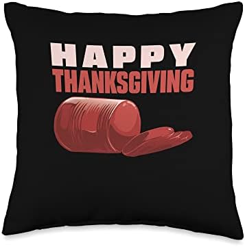 Canned Cranberry Sauce Jellied Happy Thanksgiving Throw Pillow by Unknown