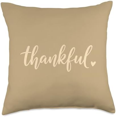 Thankful Script, Simple Thankful Vibes for Thanksgiving Throw Pillow by Unknown