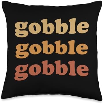 Thanksgiving Day Gobble Gobble Gobble Turkey Matching Throw Pillow by Unknown