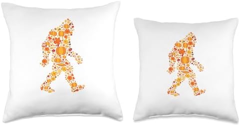 Fall Bigfoot Thanksgiving Autumn Pumpkin Women Men Boy Girl Throw Pillow - Image 3