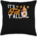 Pilgrim Costume Turkey Meat Thanksgiving Shirt It's Fall Y'all Gnome Pumpkin Halloween Thanksgiving Autumn Throw Pillow, 16x16, Multicolor by Unknown