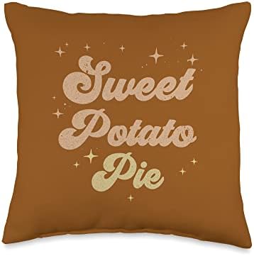 Sweet Potato Pie Retro Thanksgiving Food Nutrition Matching Throw Pillow by Unknown