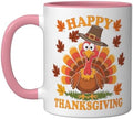 Happy Thanksgiving Funny Turkey Family Dinner Thanksgiving Ceramic Mug, Pink/White, 11oz by Unknown