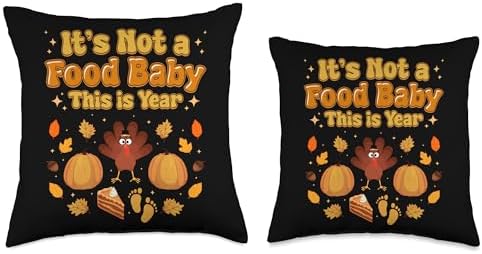 It's Not a Food Baby This Year Funny Thanksgiving Expectant Throw Pillow - Image 3