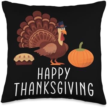 Happy Thanksgiving Funny Turkey Lovers Autumn Holiday Throw Pillow by Unknown