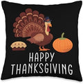 Happy Thanksgiving Funny Turkey Lovers Autumn Holiday Throw Pillow by Unknown
