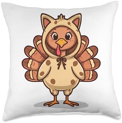 Funny Turkey Cat Thanksgiving Throw Pillow by Unknown