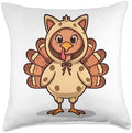 Funny Turkey Cat Thanksgiving Throw Pillow by Unknown