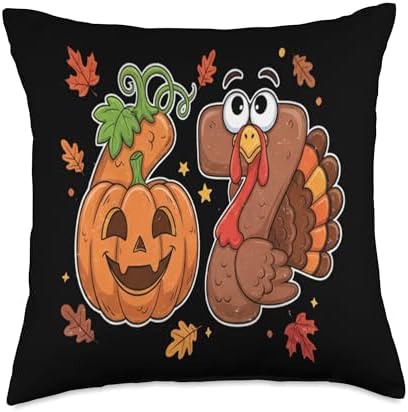 67 Thanksgiving Meme Six Seven Funny Turkey Pumpkin Throw Pillow by Unknown