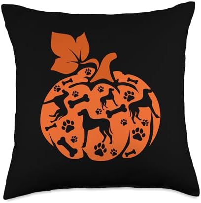 Great Danes Cute Pumpkin Shape Halloween Thanksgiving Owner Throw Pillow by Unknown