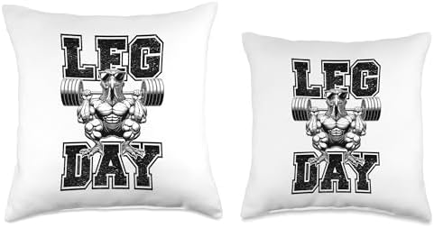Leg Day Thanksgiving Turkey Funny Barbell Squat Gym Fitness Throw Pillow - Image 3