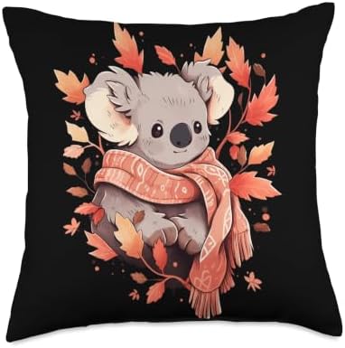 Koala Autumn Season Autumn Leaves Thanksgiving Day Throw Pillow by Unknown