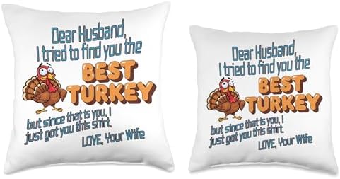 Funny Thanksgiving Autumn Gift from Wife to Husband T-Shirt Throw Pillow - Image 3