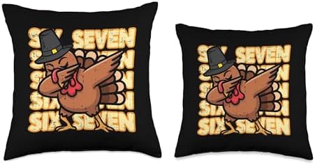 Thanksgiving Turkey Dab 67 Funny 6 7 Meme Boys Kids Youth Throw Pillow - Image 3