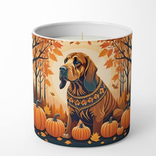 Caroline's Treasures DAC1021CDL Bloodhound Fall Decorative Soy Candle Nature Soy Wax Essential Oil Home Decor Ideal for Bedroom Kitchen Bath Office Gift, 10 oz by CarolinesTreasures