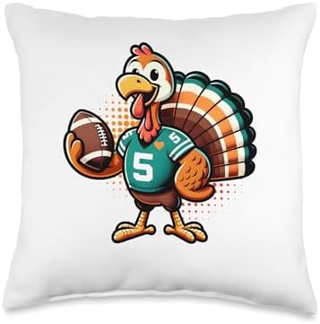 American Football Player Turkey Thanksgiving 2023 American Football Player Turkey Thanksgiving Day Sport Lover Throw Pillow, 16x16, Multicolor by Unknown