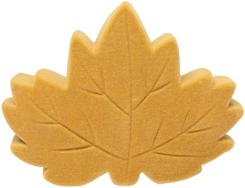 Boston International Fall Statue Tabletop Figurine Fall Thanksgiving Decorations, 6" Long, Mustard Flocked Maple Leaf by BostonInternational