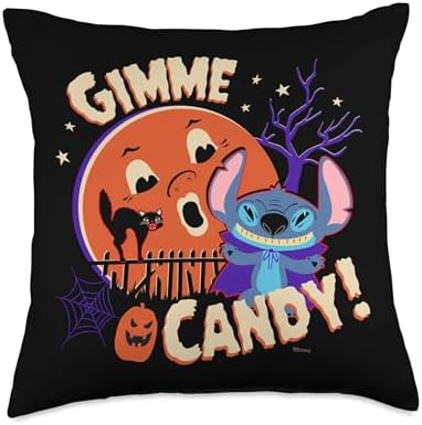 Disney Stitch Gimme Candy Spooky Halloween Throw Pillow