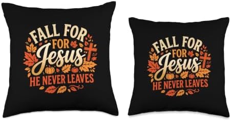 Fall for Jesus He Never Leaves Christian Faith Thanksgiving Throw Pillow - Image 3
