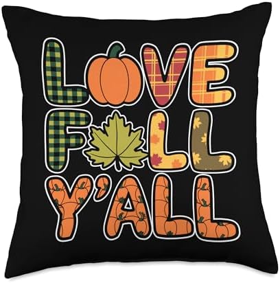 Love Fall Y'all, Family Thanksgiving Friends Giving Throw Pillow by HadleyDesigns