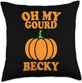 Oh My Gourd Becky Pumpkin Thanksgiving Food Family Matching Throw Pillow by Unknown