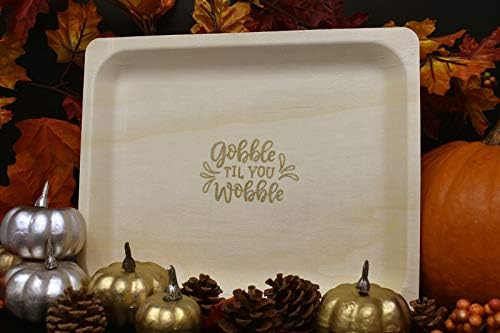 Perfect Stix - 10" Wood Plate "Gobble Til You Wobble" - 10" Disposable Wooden Plates with Thanksgiving Theme Print"Gobble Til You Wobble"- Pack of 25ct, Gobble Plates - Image 6