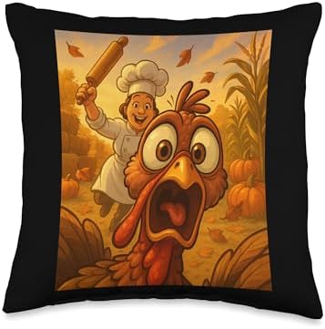 Funny Turkey Escape for a Happy Thanksgiving Day Throw Pillow by Unknown