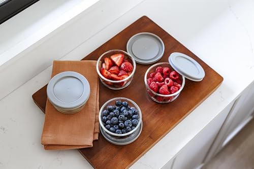 8-Piece Glass Food Storage Containers Set (4 Containers + 4 BPA-Free Lids) | 1-Cup, Leakproof | Microwave, Freezer, Oven & Dishwasher Safe | Ideal for Meal Prep & Pantry Organization, Grey