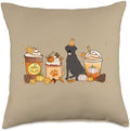 Labrador Retriever Coffee Pumpkin Spice Fall Thanksgiving Throw Pillow by Unknown