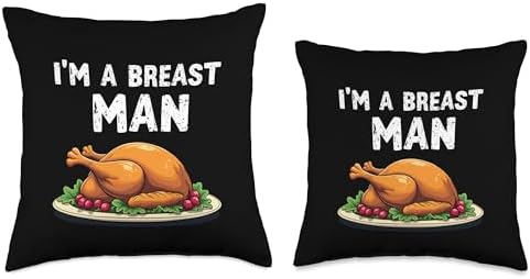 I'm a Breast Man Turkey Funny Thanksgiving Dinner For Dad Throw Pillow - Image 3