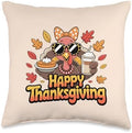 Turkey Drinking ice Coffee Thanksgiving Bow Women Turkey Day Throw Pillow by Unknown