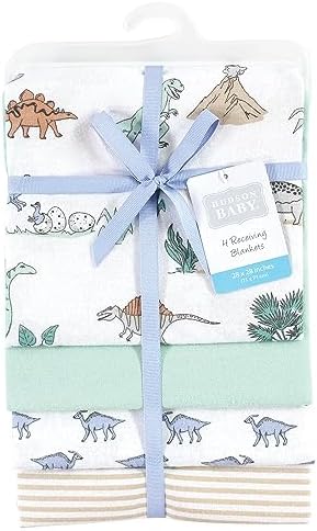 Hudson Baby Unisex Baby Cotton Poly Flannel Receiving Blankets, Boy Dino World, One Size - Image 2