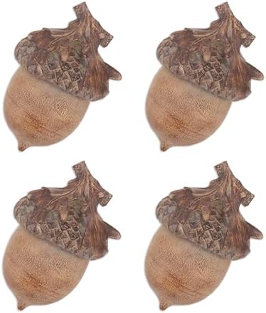 SARO LIFESTYLE Decorative Acorn Figurines (Set of 4) – Rustic Autumn Tabletop Decor, Textured Fall Home Accents for Centerpieces, Shelves and Seasonal Display, 5", Natural - Image 2