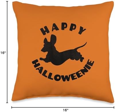 Happy Halloweenie - Funny Dachshund Dog Halloween Pun Throw Pillow